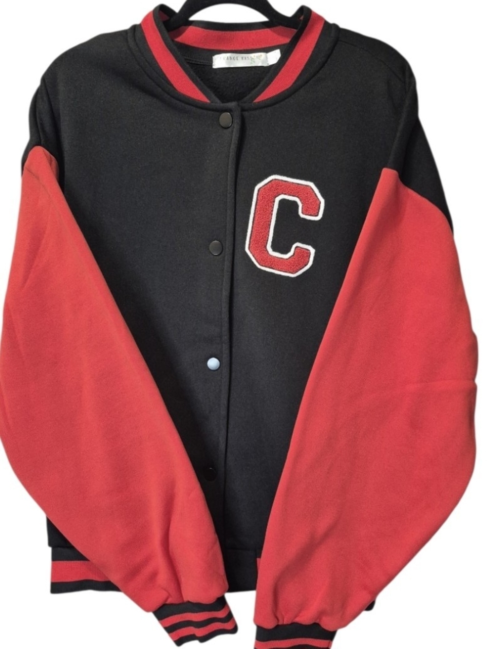 NWT Orange Kiss Chicago 1994 Varsity Bomber Jacket Black Red L